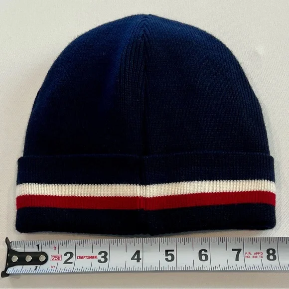 Moncler NWT Navy Beanie Tri Color 100% Virgin Wool display picture 3
